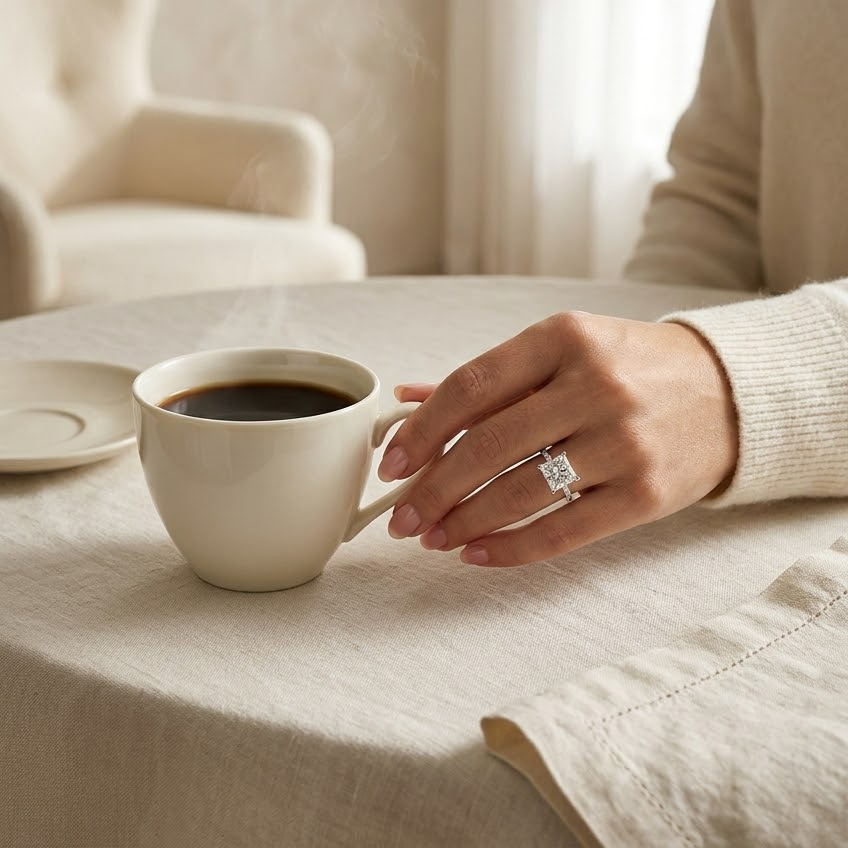 Radiate—Still Light Ring | Princess Cut Pave Diamond Ring