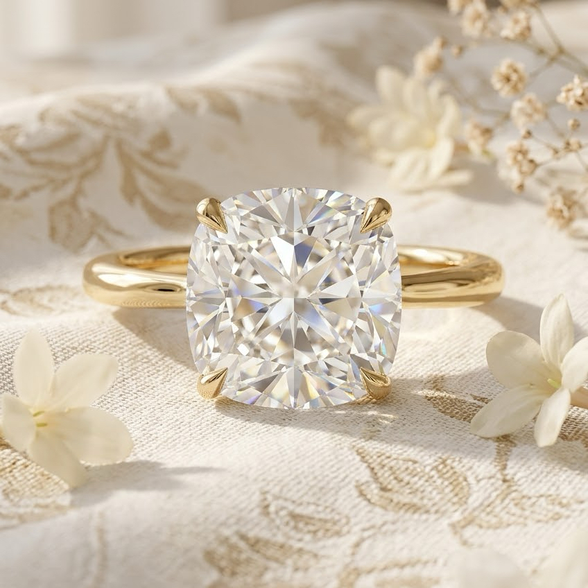 Ascend—Crown Still Ring | Solitaire Cushion Diamond with Hidden Halo