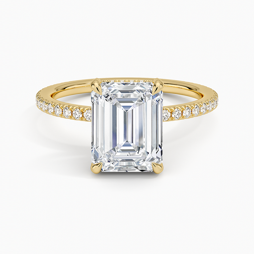 Ascend—Crown Still Ring | Emerald Cut Pave Diamond Ring with Hidden Halo