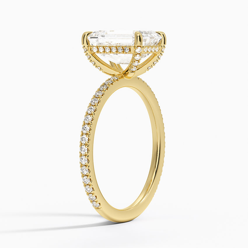 Ascend—Crown Still Ring | Emerald Cut Pave Diamond Ring with Hidden Halo