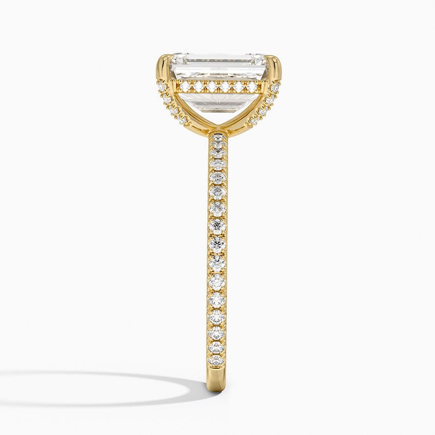 Ascend—Crown Still Ring | Emerald Cut Pave Diamond Ring with Hidden Halo