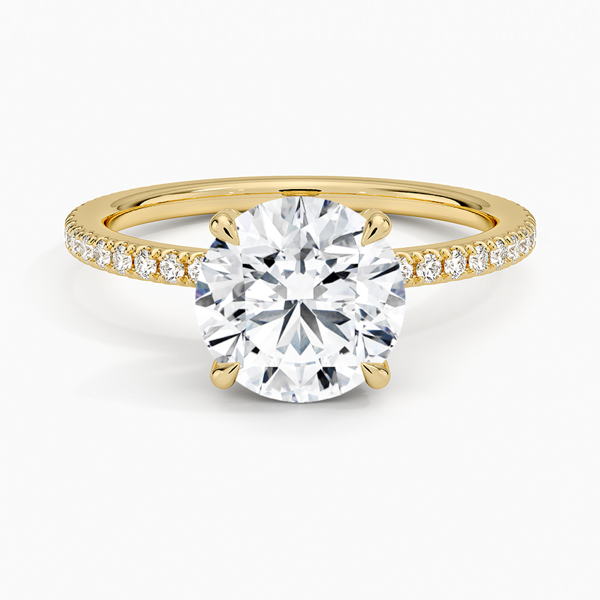 Bloom—Crowned Still Ring | Round Cut Pave Diamond Ring with Hidden Halo