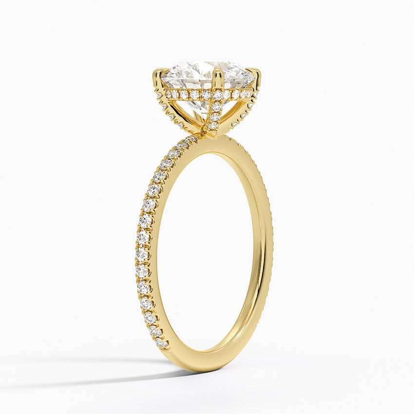 Bloom—Crowned Still Ring | Round Cut Pave Diamond Ring with Hidden Halo