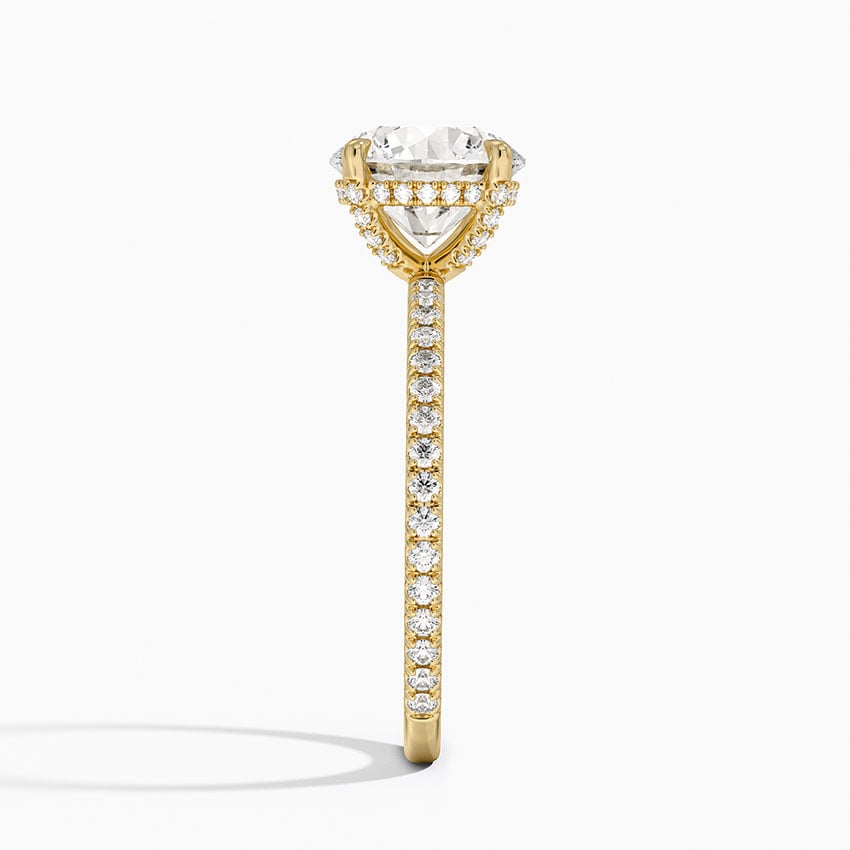 Bloom—Crowned Still Ring | Round Cut Pave Diamond Ring with Hidden Halo