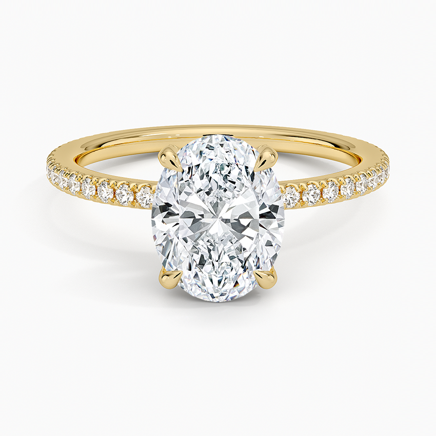 Bloom—Crowned Still Ring | Oval Cut Pave Diamond Ring with Hidden Halo