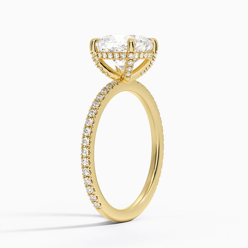 Ascend—Crowned Still Ring | Cushion Cut Pave Diamond Ring with Hidden Halo