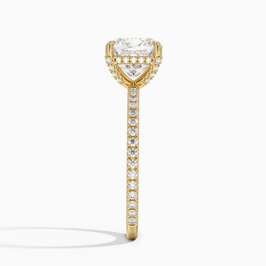 Ascend—Crowned Still Ring | Cushion Cut Pave Diamond Ring with Hidden Halo