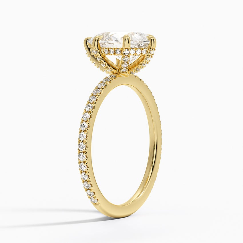 Bloom—Crowned Still Ring | Pear Cut Pave Diamond Ring with Hidden Halo