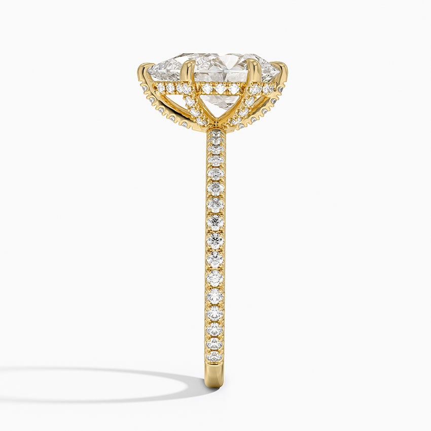 Bloom—Crowned Still Ring | Pear Cut Pave Diamond Ring with Hidden Halo