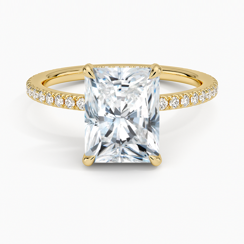 Radiate—Crowned Still Ring | Radiant Cut Pave Diamond Ring with Hidden Halo