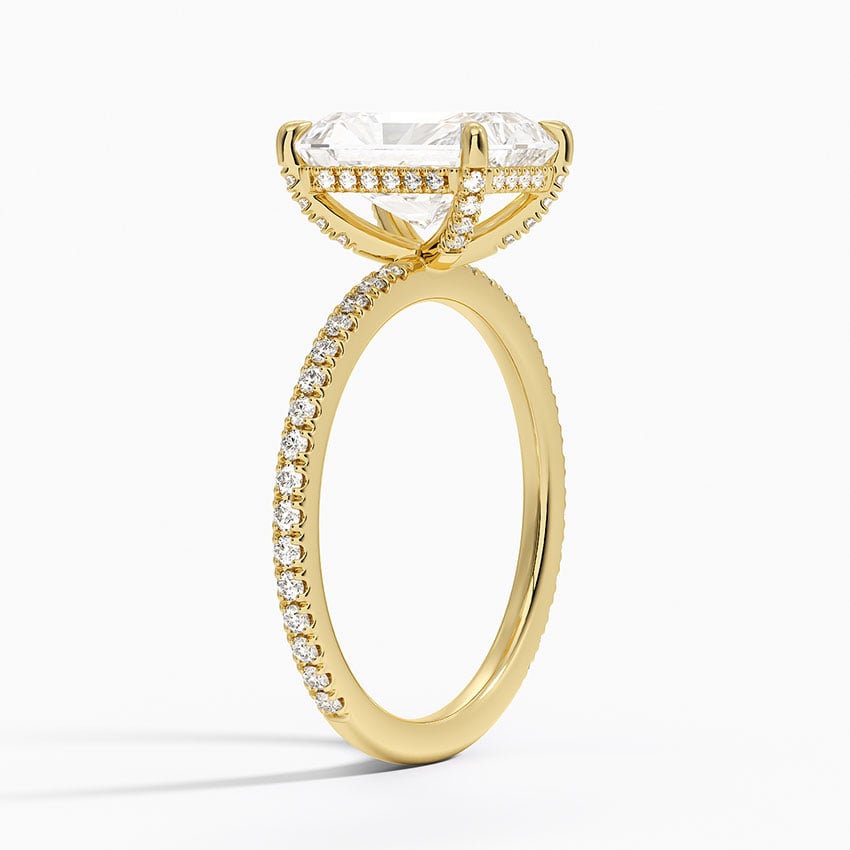 Radiate—Crowned Still Ring | Radiant Cut Pave Diamond Ring with Hidden Halo