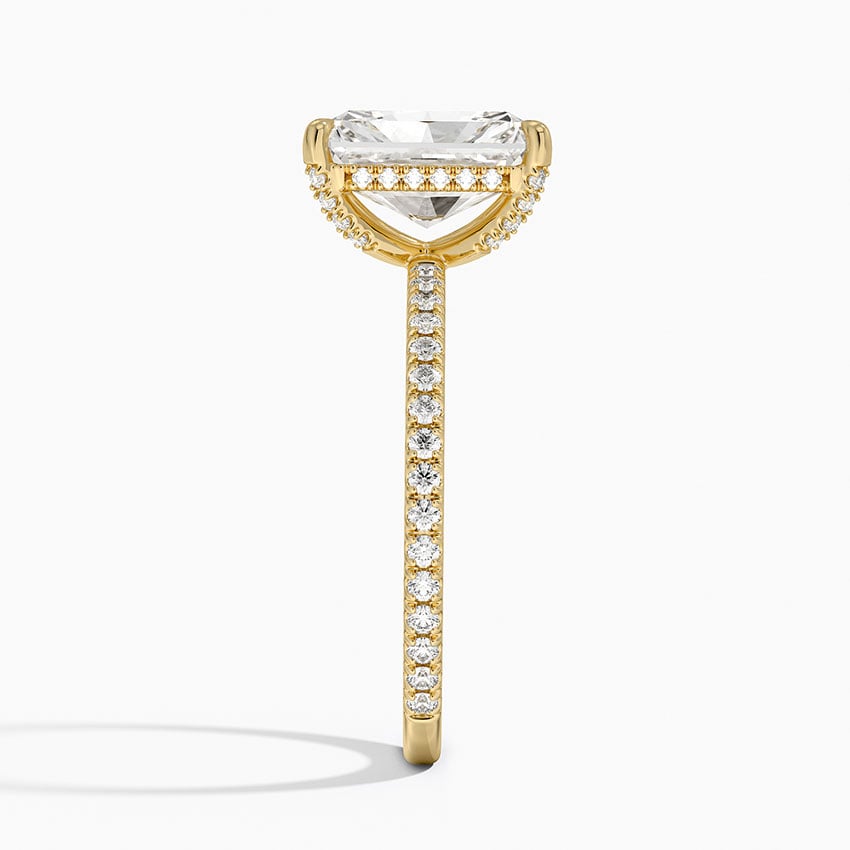 Radiate—Crowned Still Ring | Radiant Cut Pave Diamond Ring with Hidden Halo