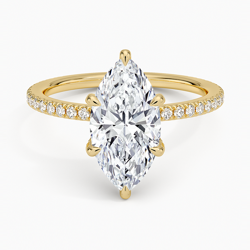 Ascend—Crowned Still Ring | Marquise Cut Pave Diamond Ring with Hidden Halo