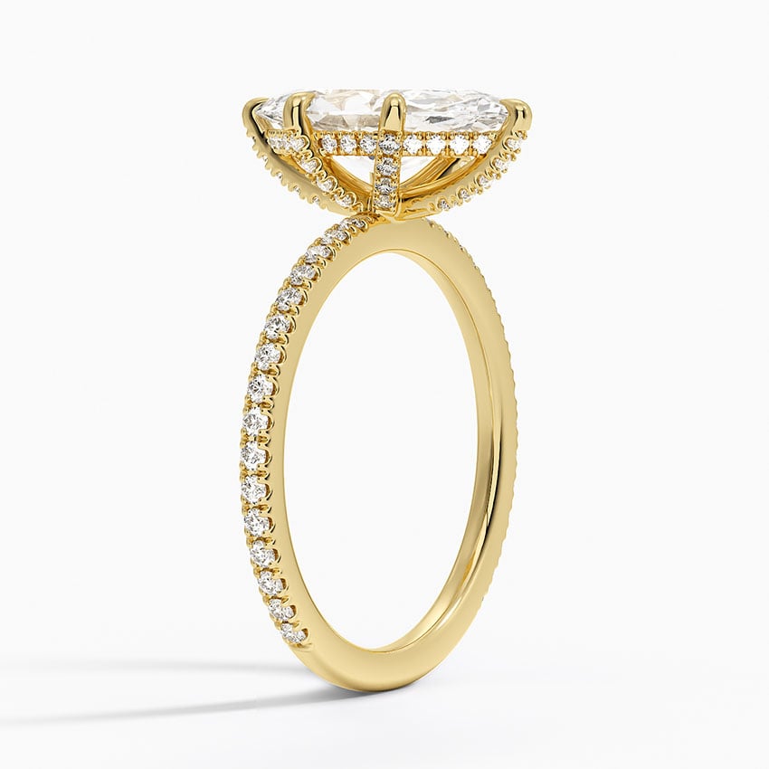 Ascend—Crowned Still Ring | Marquise Cut Pave Diamond Ring with Hidden Halo