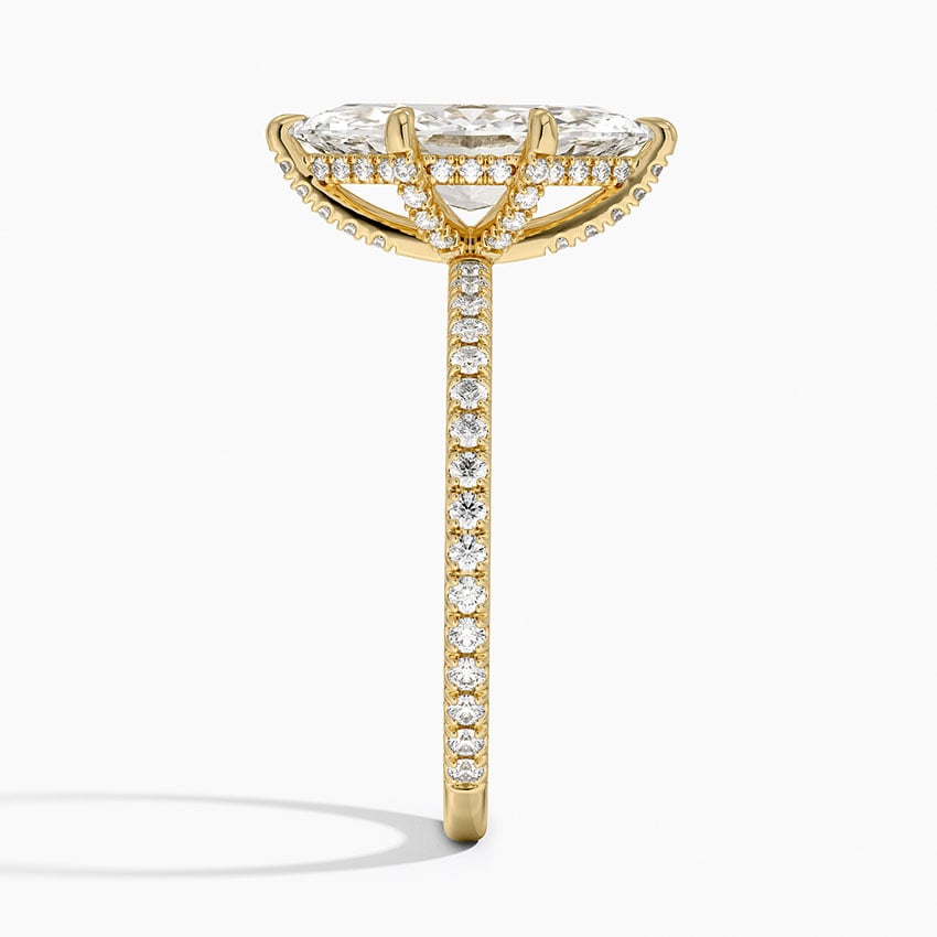 Ascend—Crowned Still Ring | Marquise Cut Pave Diamond Ring with Hidden Halo