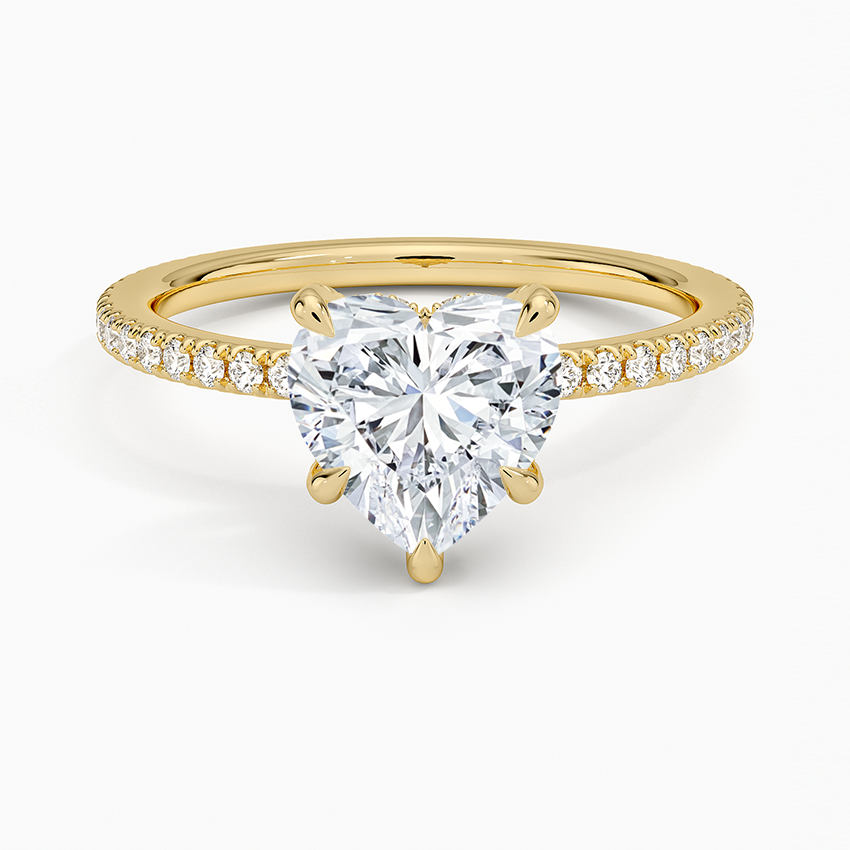 Bloom—Crowned Still Ring | Heart Cut Pave Diamond Ring with Hidden Halo