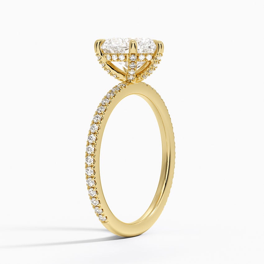 Bloom—Crowned Still Ring | Heart Cut Pave Diamond Ring with Hidden Halo