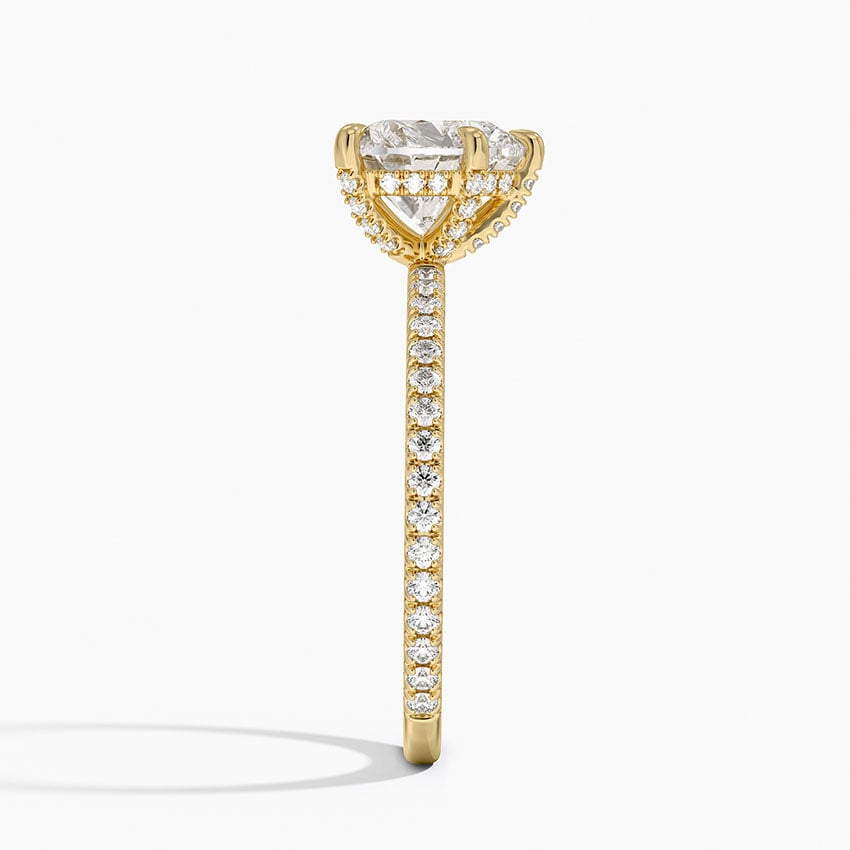 Bloom—Crowned Still Ring | Heart Cut Pave Diamond Ring with Hidden Halo