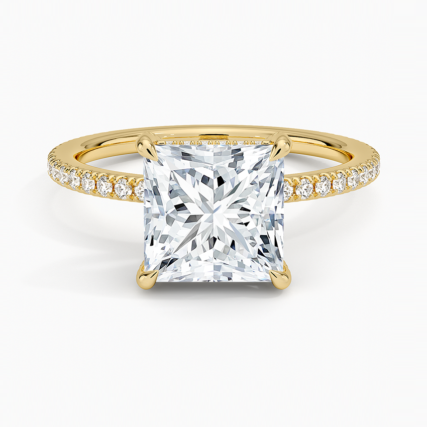 Radiate—Crowned Still Ring | Princess Cut Pave Diamond Ring with Hidden Halo