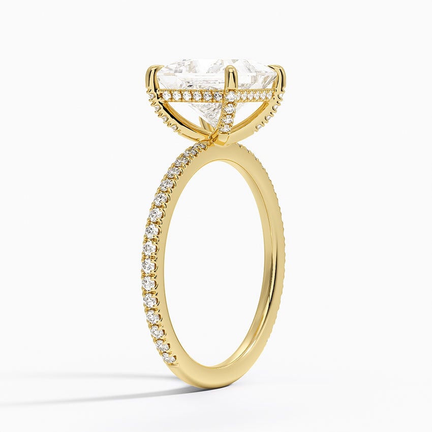 Radiate—Crowned Still Ring | Princess Cut Pave Diamond Ring with Hidden Halo