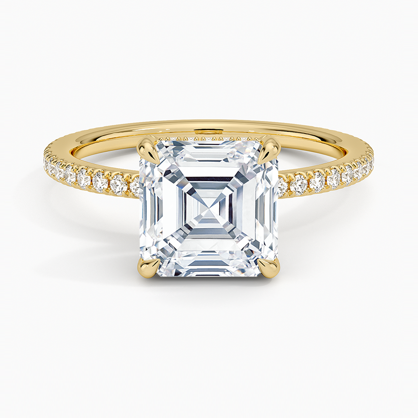 Ascend—Crowned Still Ring | Asscher Cut Pave Diamond Ring with Hidden Halo