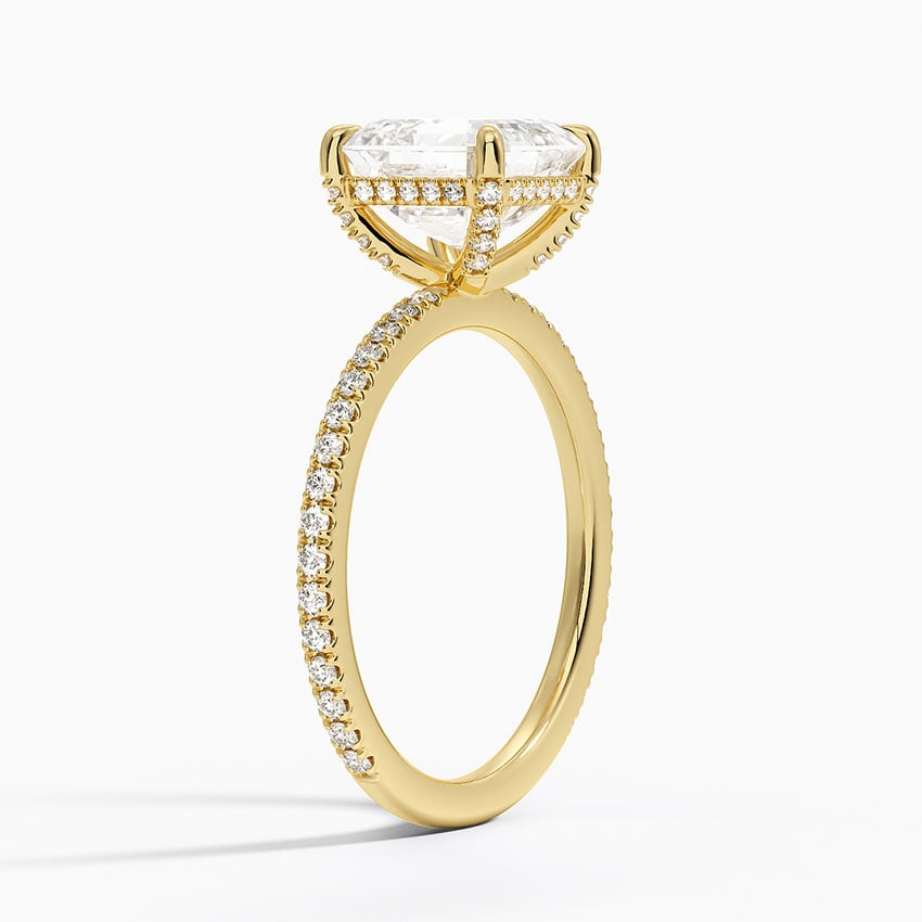 Ascend—Crowned Still Ring | Asscher Cut Pave Diamond Ring with Hidden Halo