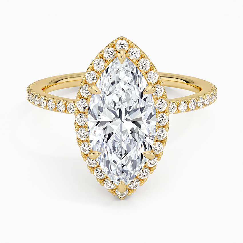Bloom—Crowned Still Ring | Marquise Halo Diamond