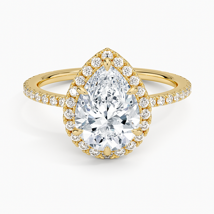 Bloom—Crowned Still Ring | Pear Halo Diamond