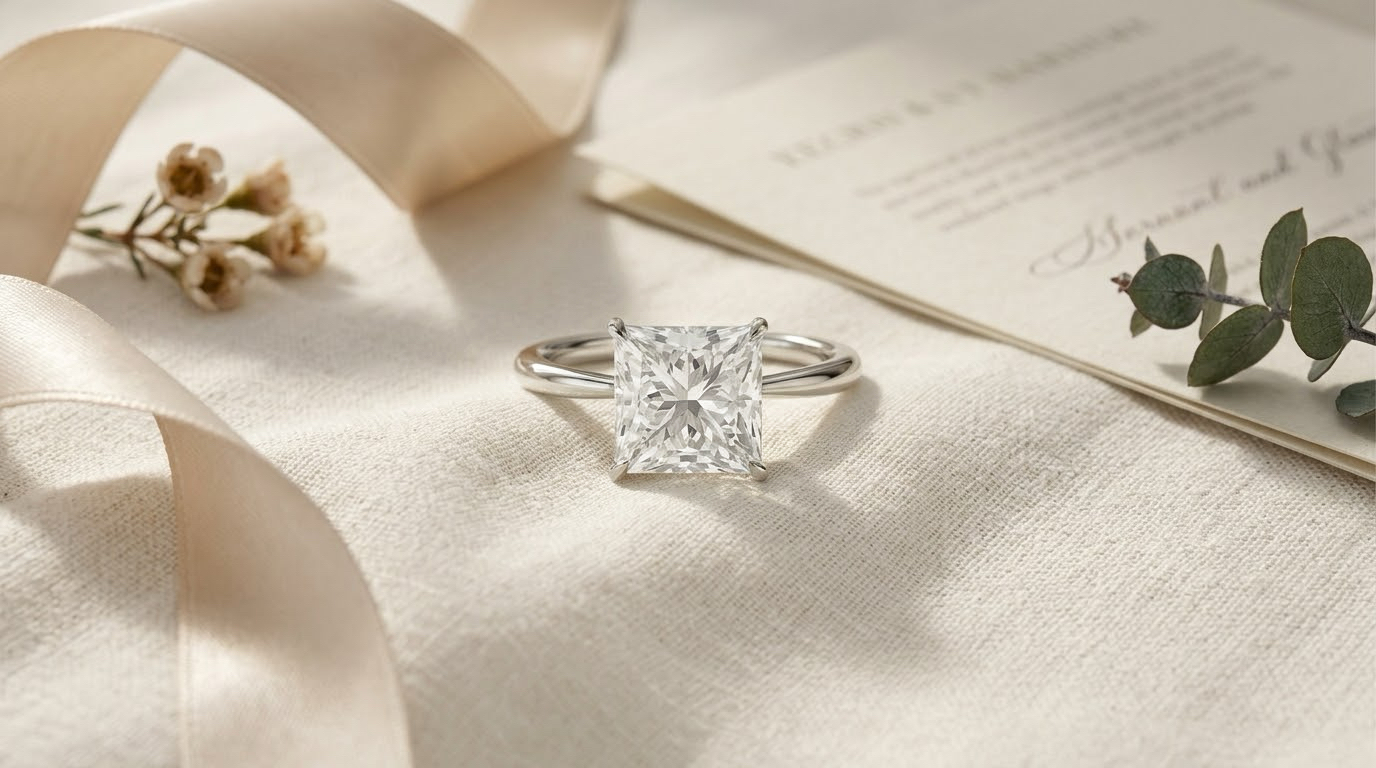 Princess solitaire diamond ring