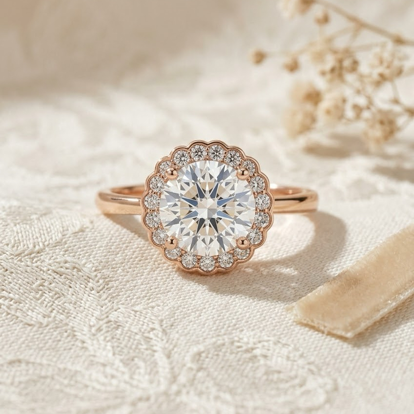 Bloom—Adorn Ring | Round Diamond in Floral Halo