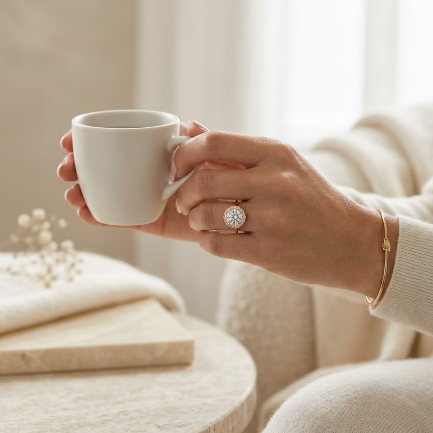 Bloom—Adorn Ring | Round Diamond in Floral Halo