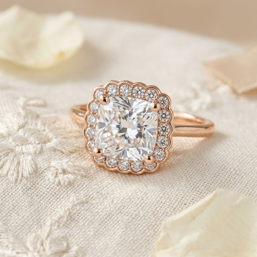 Ascend—Adorn Ring | Cushion Diamond in Floral Halo