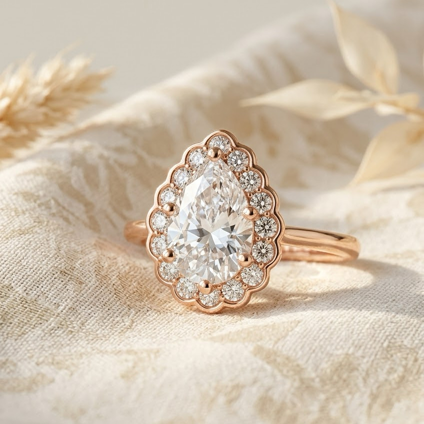 Bloom—Adorn Ring | Pear Diamond in Floral Halo