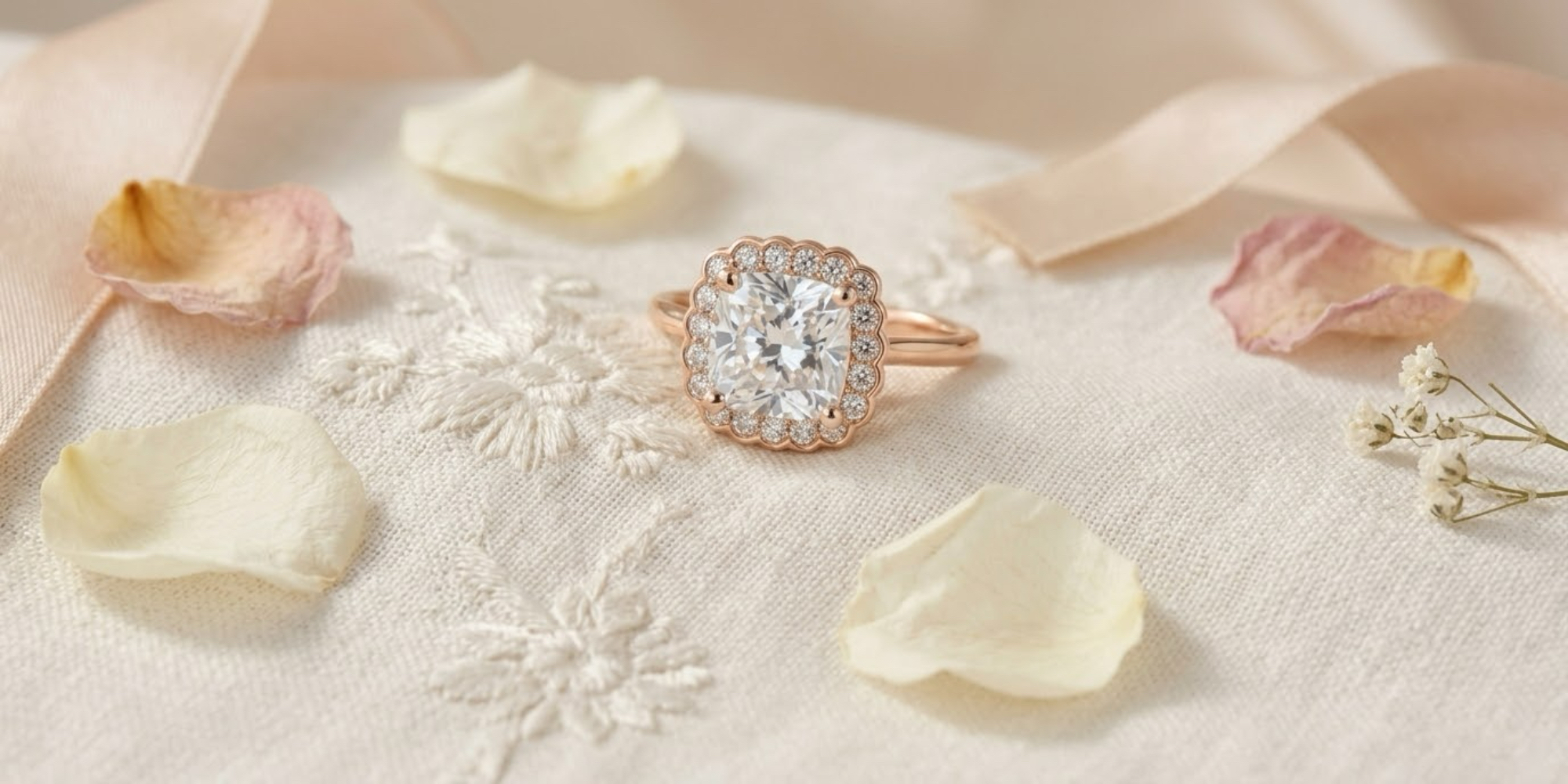 Cushion halo Diamond Ring