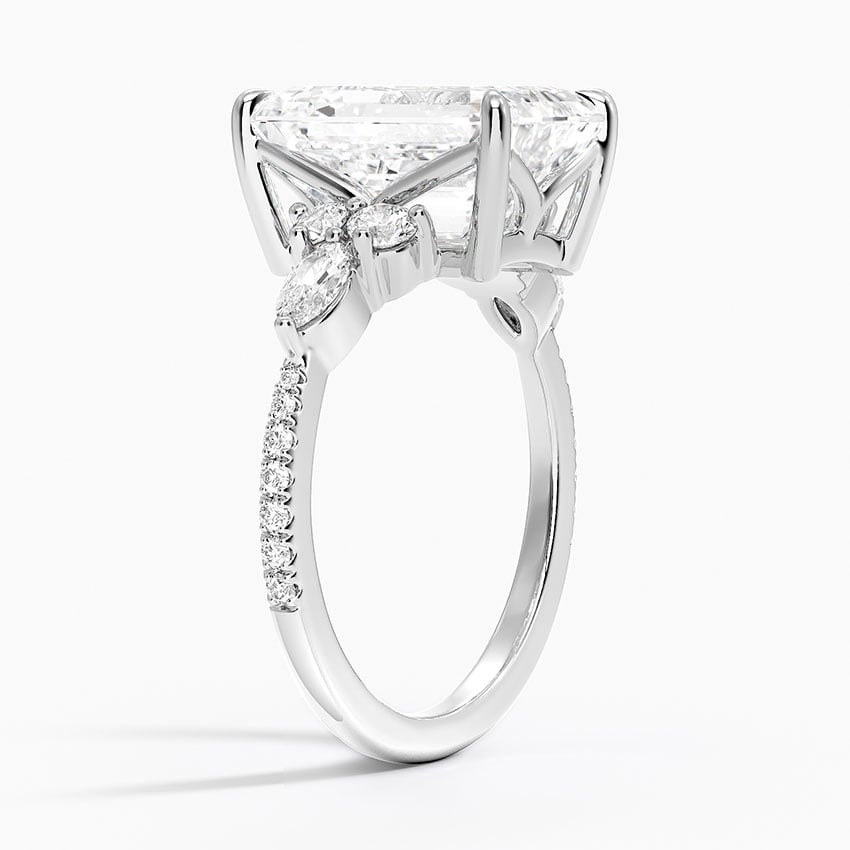 Ascend—Still Light Ring | Emerald Diamond in Round Marquise Pave