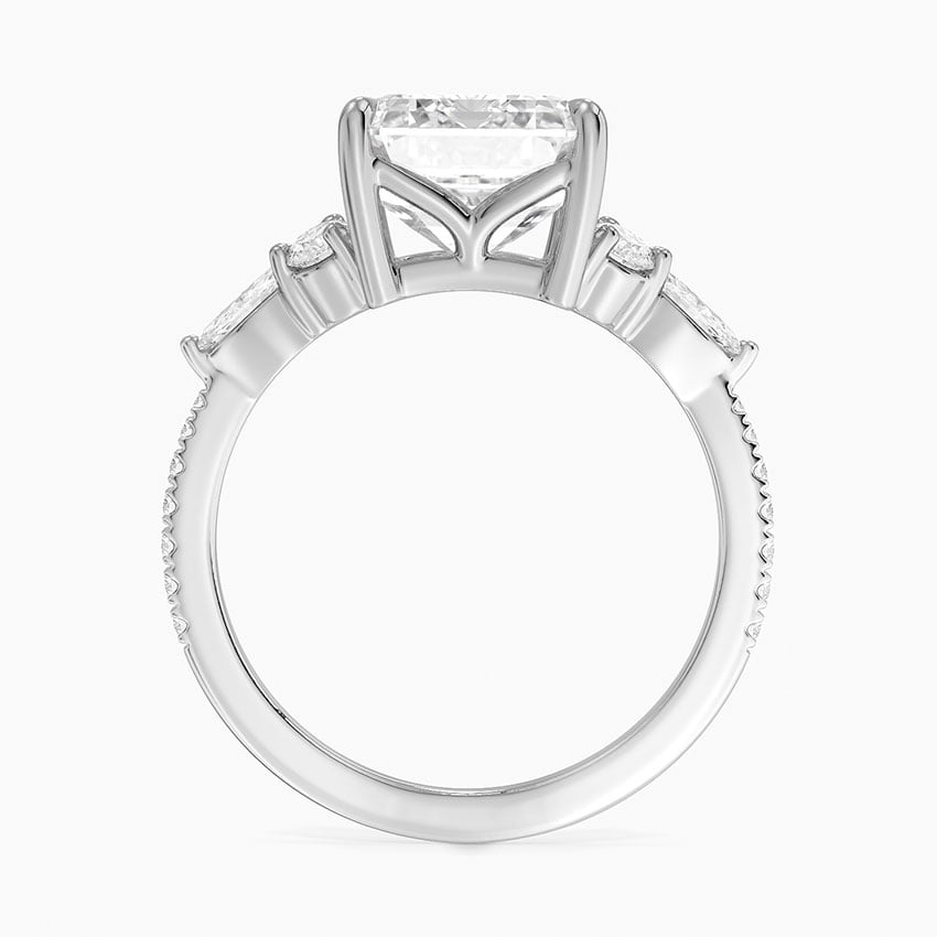 Ascend—Still Light Ring | Emerald Diamond in Round Marquise Pave