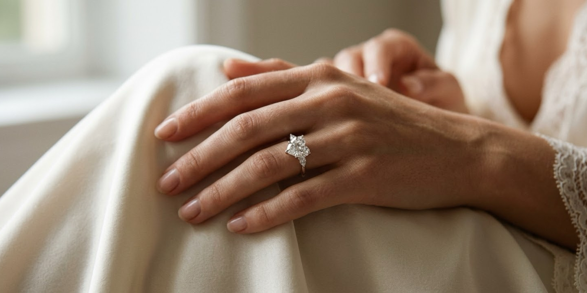 Heart shape three stone Diamond Ring