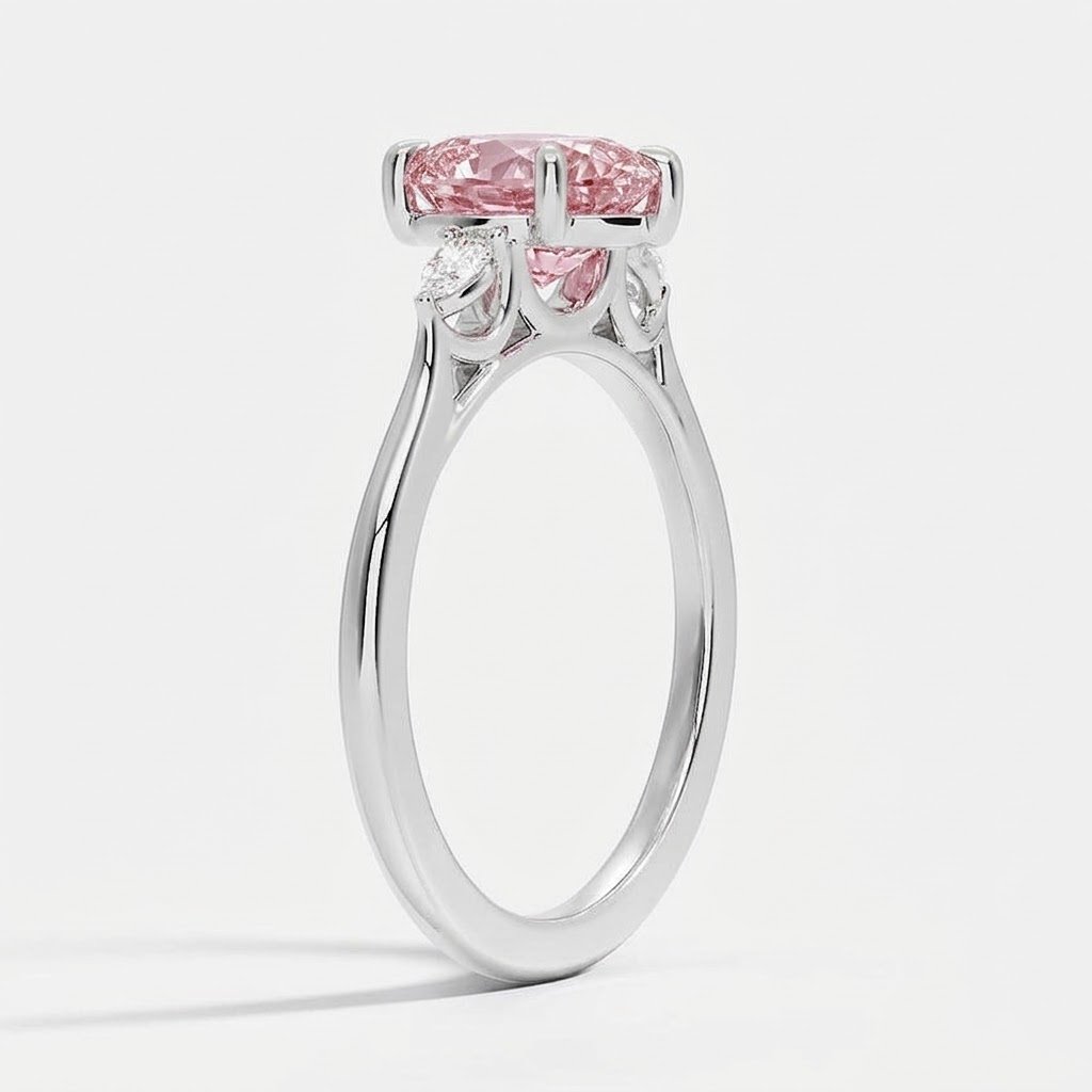 Bloom—Aura Ring | Pink Heart Diamond in Pear Three Stone