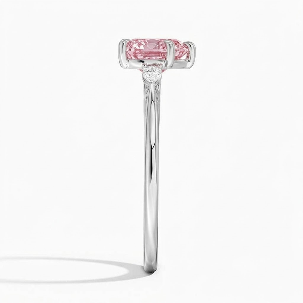 Bloom—Aura Ring | Pink Heart Diamond in Pear Three Stone
