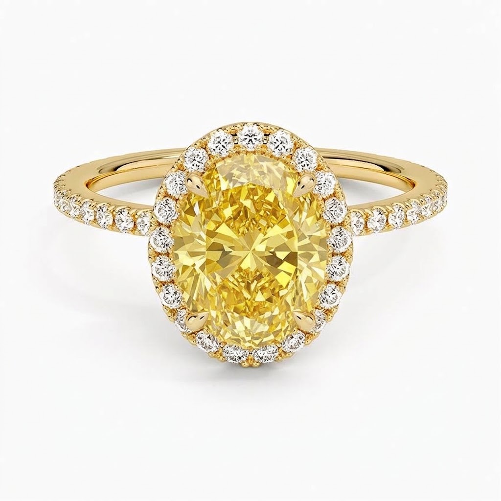 Bloom—Aura Ring | Yellow Oval Diamond in Halo