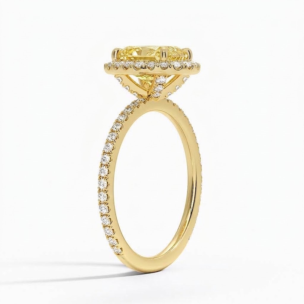 Bloom—Aura Ring | Yellow Oval Diamond in Halo