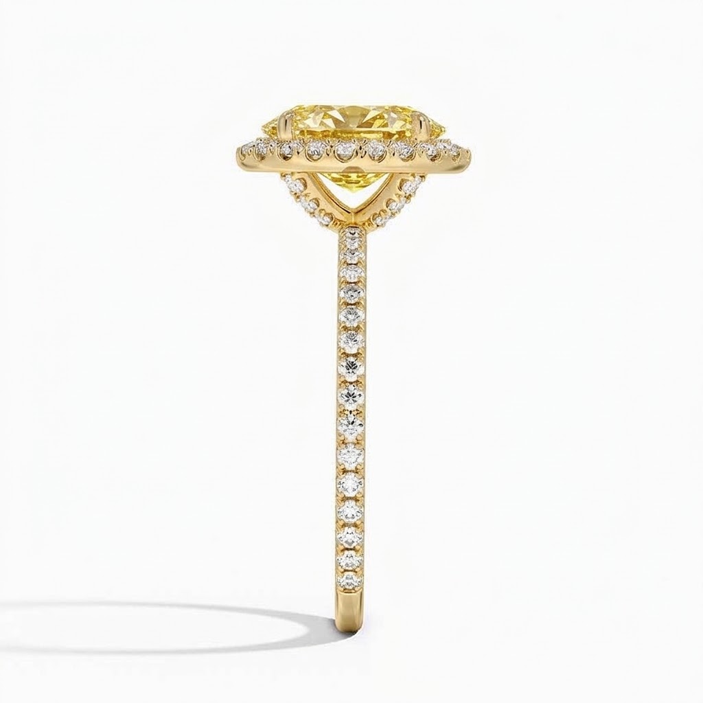 Bloom—Aura Ring | Yellow Oval Diamond in Halo