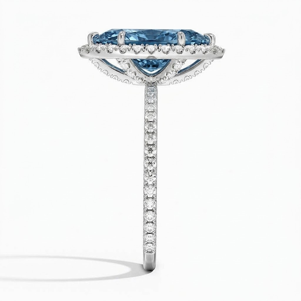 Ascend—Aura Ring | Blue Marquise Diamond in Halo