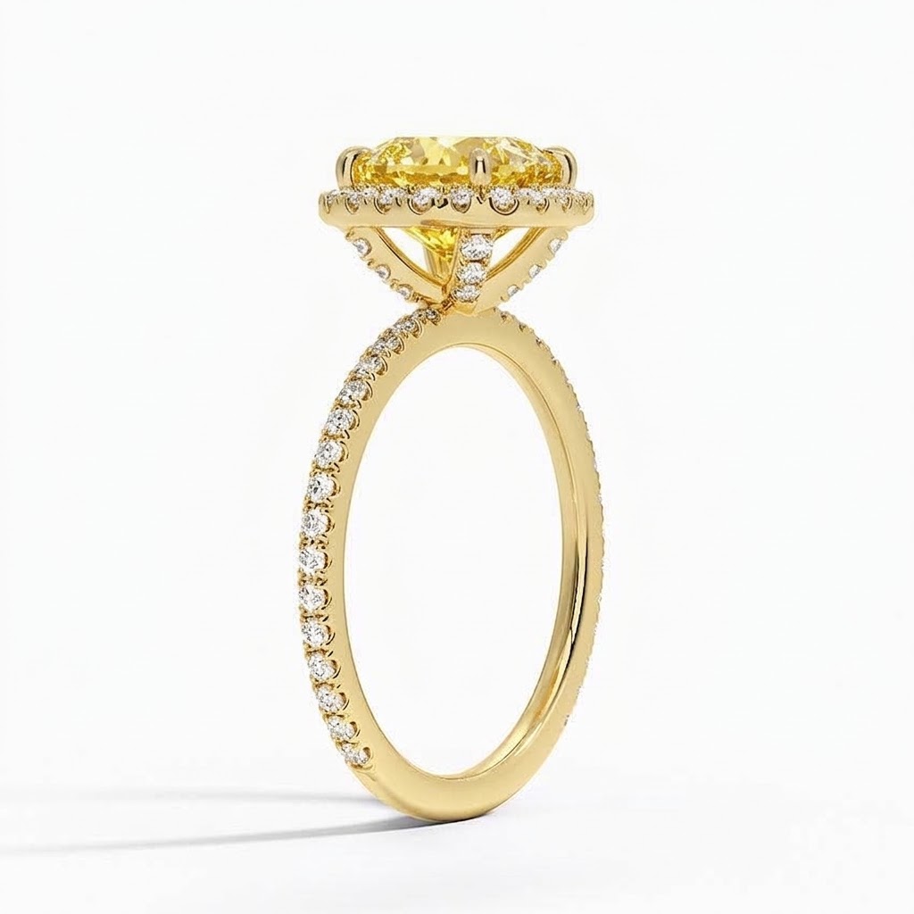 Ascend—Aura Ring | Yellow Cushion Diamond in Halo