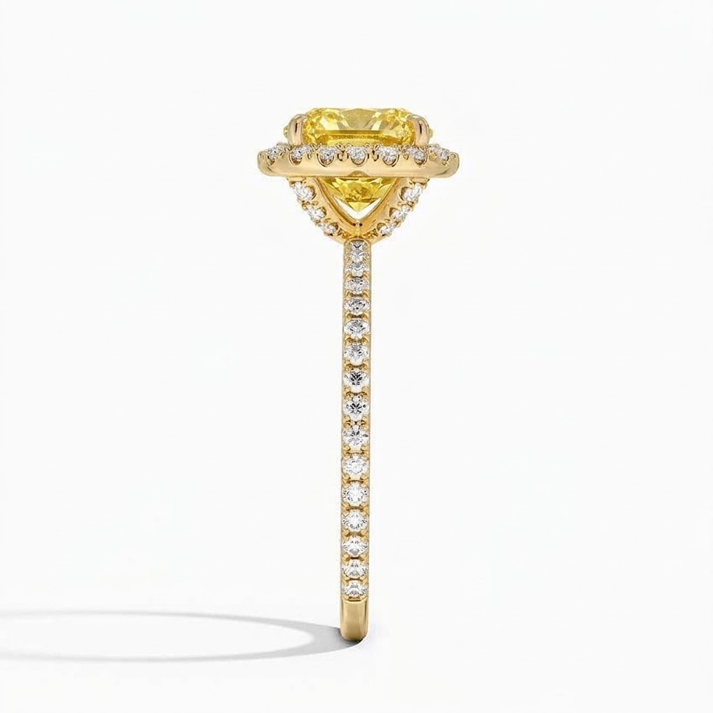 Ascend—Aura Ring | Yellow Cushion Diamond in Halo