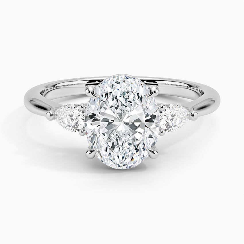 Bloom—Still Light Ring | Oval Diamond in Pear Three Stone