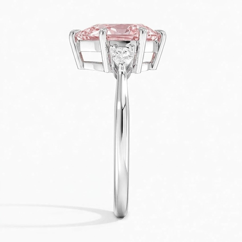 Bloom—Aura Ring | Pink Pear Diamond in Pear Three Stone