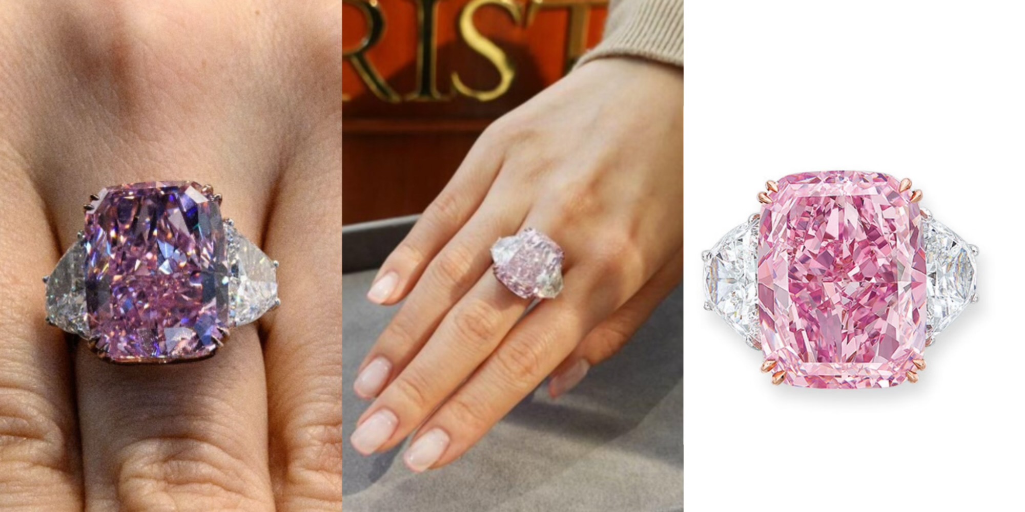 The 8.41-carat Fancy Vivid Purple-Pink diamond ring, offered in Christie&rsquo;s Hong Kong Magnificent Jewels Autumn Auctio