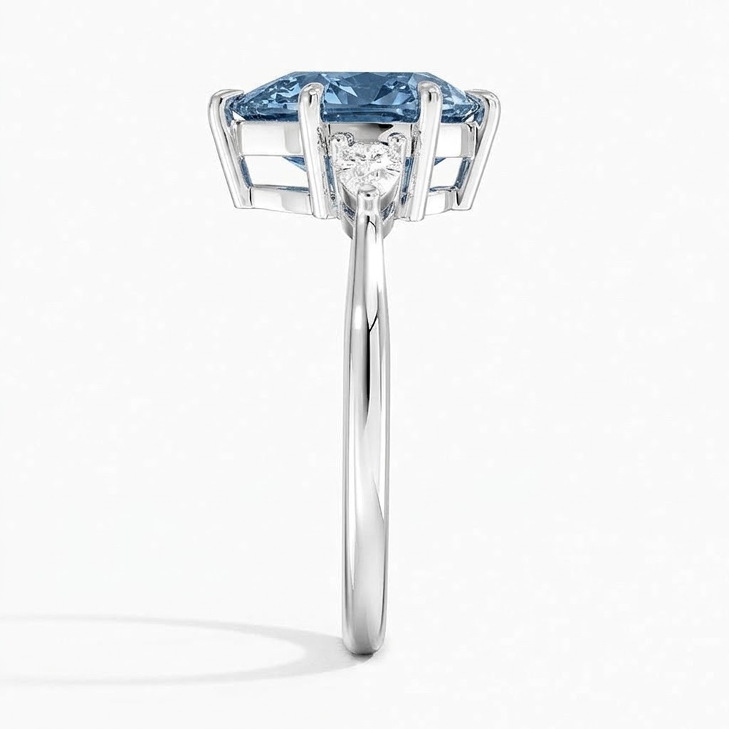 Bloom—Aura Ring | Blue Pear Diamond in Pear Three Stone