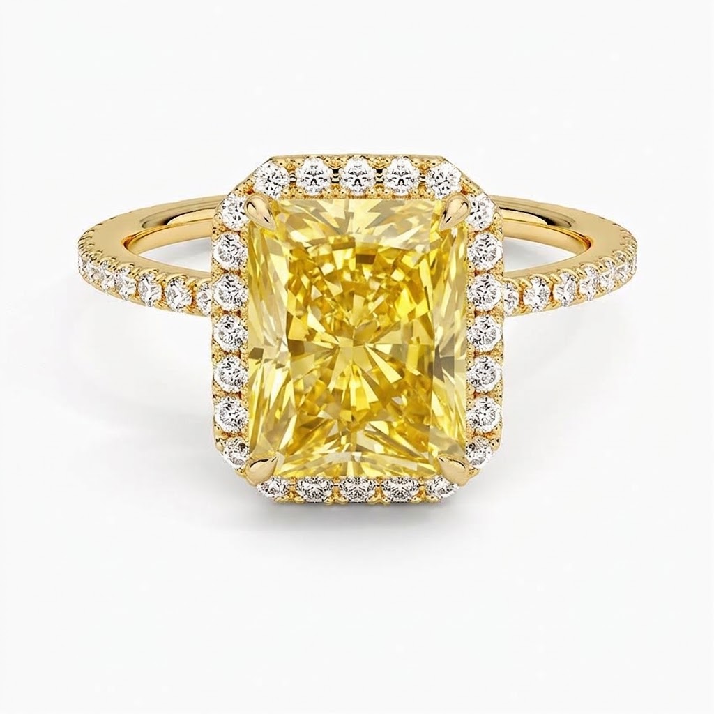 Radiate—Aura Ring | Yellow Radiant Halo Diamond